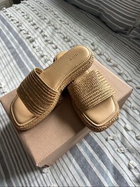 Vince Camuto Natural Woven Slide Mules